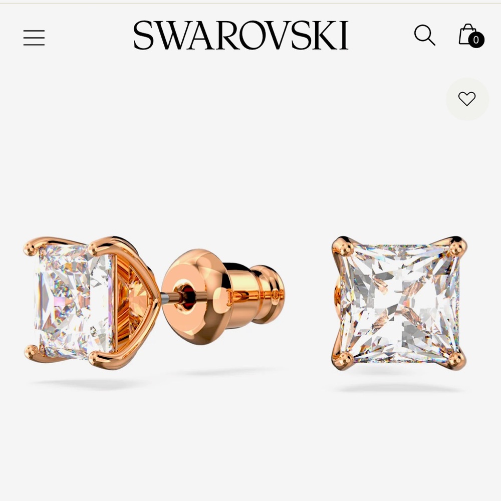 SWAROVSKI Authentic stud earrings
Square cut, White, Rose gold plated